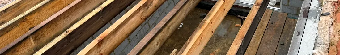 Close-up of the joists
