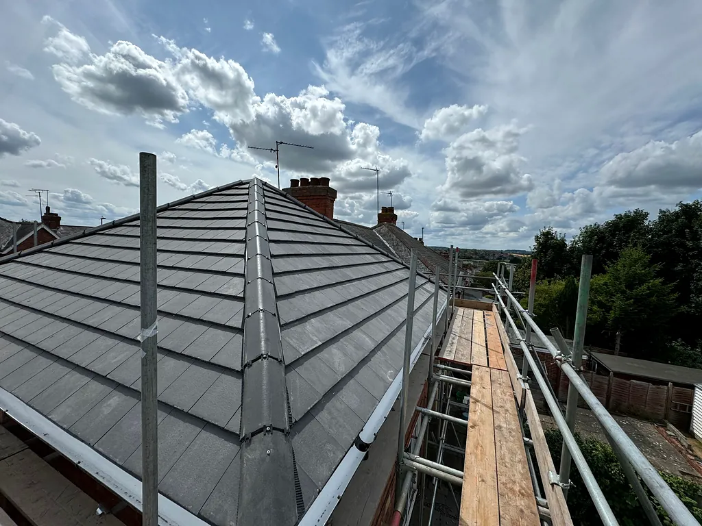 Re-roof on a hipped house